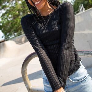 Pearl Knit Layering Top - Black